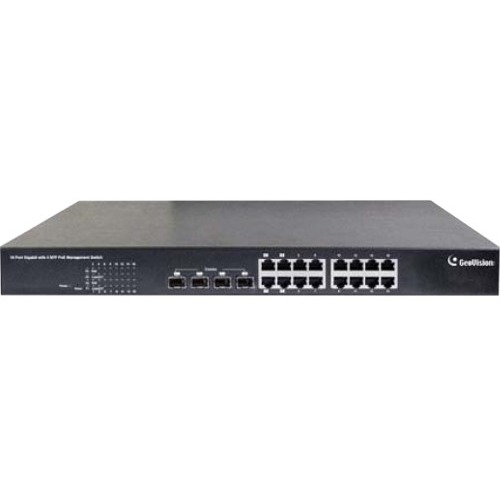 GeoVision 16-Port Gigabit 802.3at Web Management PoE Switch 84-POE1611-001U GV-POE1611