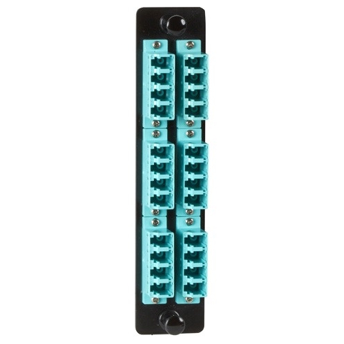 Black Box High-Density Adapter Panel, Ceramic Sleeves, (12) LC Duplex Pairs, Aqua JPM468C