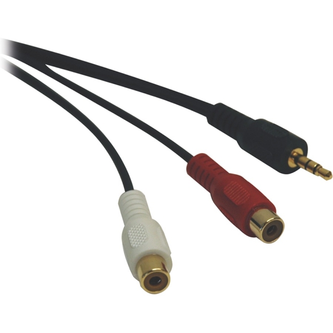 Tripp Lite 3.5 mm Mini Stereo to 2 RCA Audio Y Splitter Adapter Cable (M/F), 6 in P315