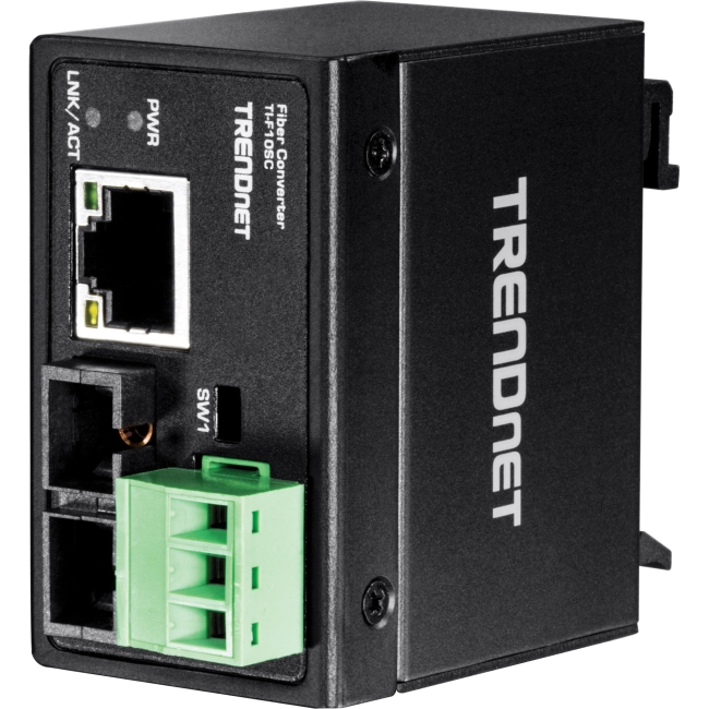 TRENDnet Hardened Industrial 100Base-FX Multi-Mode SC Fiber Converter (2 km, 1.2 mi.) TI-F10SC
