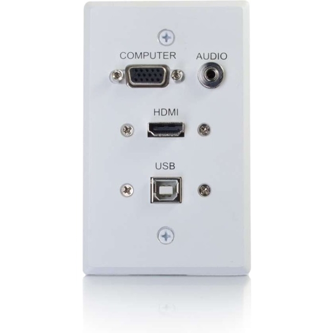 C2G HDMI, VGA, 3.5mm Audio And USB Pass Through Single Gang Wall Plate - White 39706