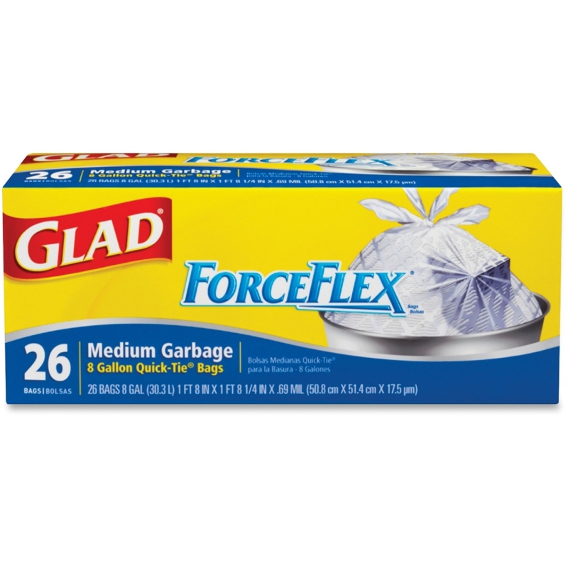 Glad ForceFlex 8-gal Quick-Tie Trash Bags 70403 CLO70403