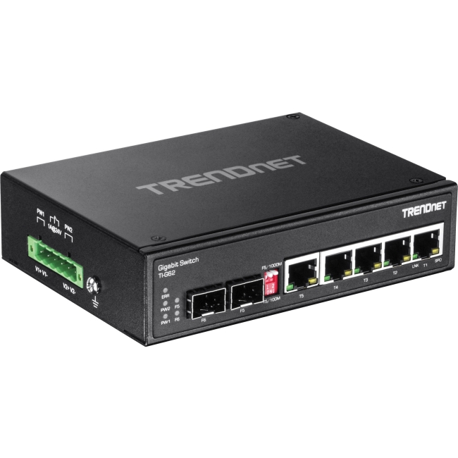 TRENDnet 6-Port Hardened Industrial Gigabit DIN-Rail Switch TI-G62