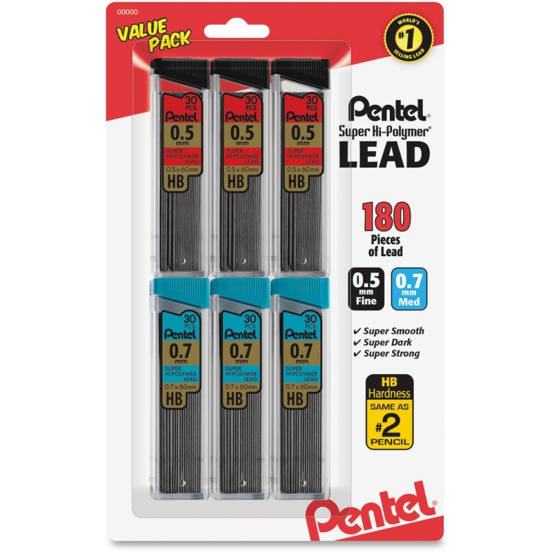 Pentel Super Hi-Polymer Lead Refills Value Pack C257BPHB6 PENC257BPHB6