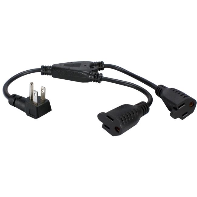 QVS 2-Pack 12 Inches 90degree Flat-Plug OutletSaver AC Power Splitter Adaptor PPRT-ADPT2-2PK