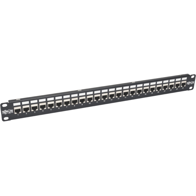 Tripp Lite 24-Port 1U Rack-Mount STP Shielded Cat6a Feedthrough Patch Panel, RJ45 Ethernet N254-024-SH-6A