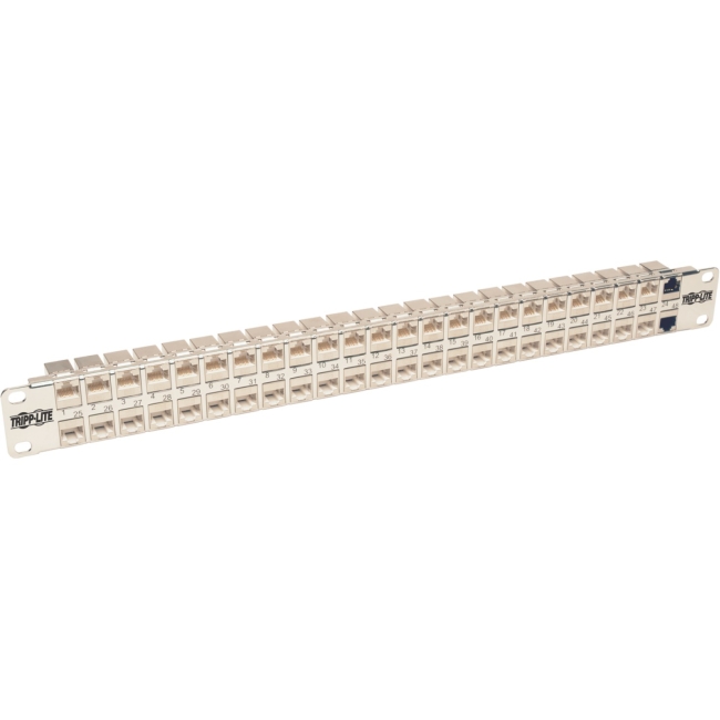 Tripp Lite 48-Port 1U Rack-Mount STP Shielded Cat6a Feedthrough Patch Panel, RJ45 Ethernet N254-048-SH-6A