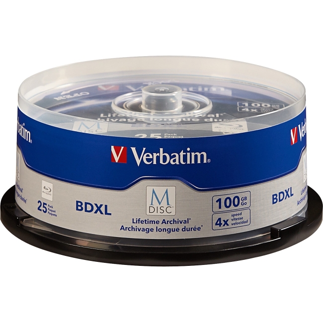Verbatim M-Disc BDXL 100GB 4X with Branded Surface - 25pk Spindle 98914