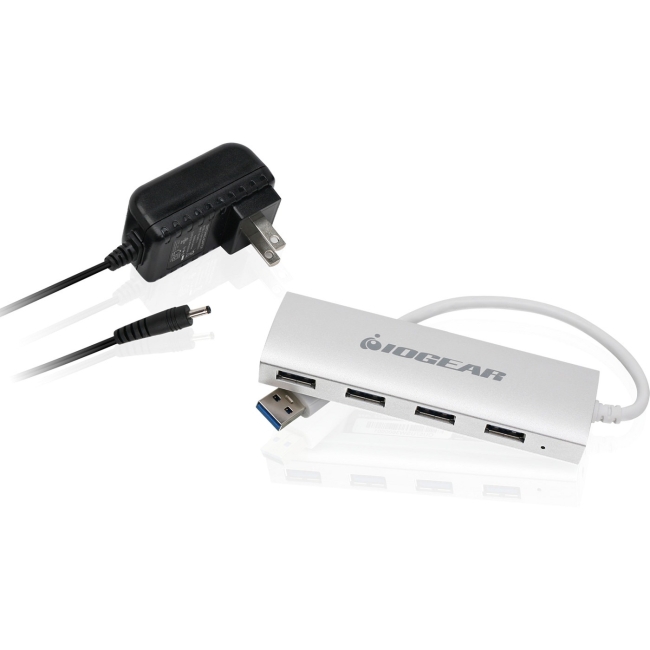 Iogear met(AL) P4P Hub, 4-Port USB 3.0 Powered Hub with Aluminum Chassis GUH304P