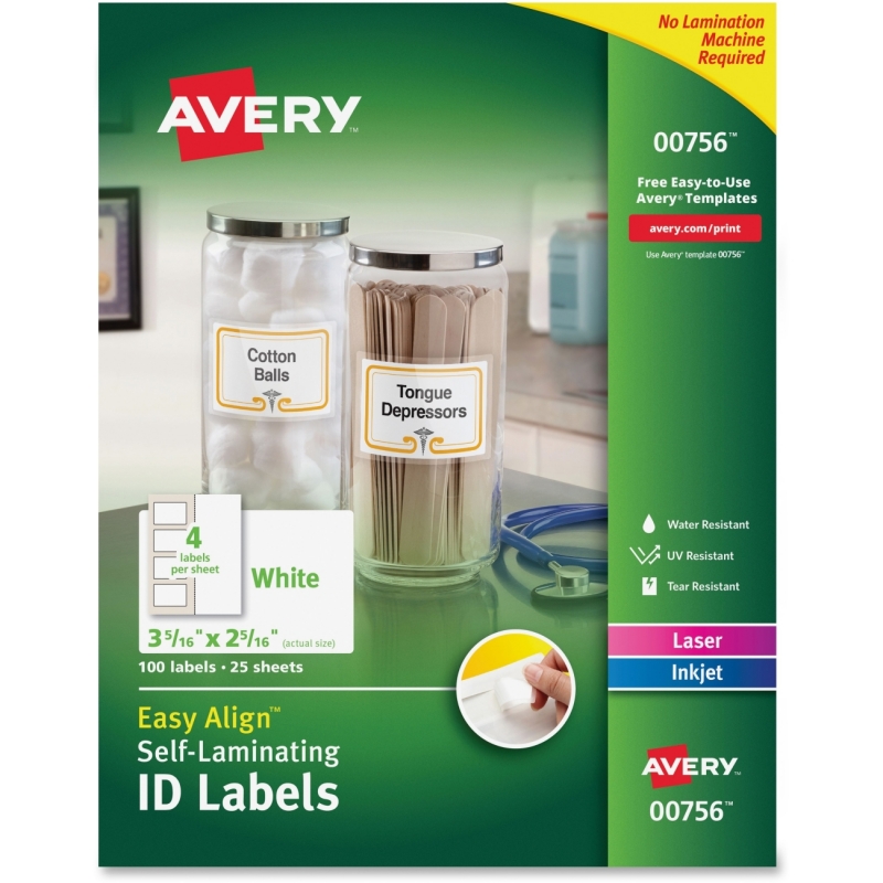 Avery Easy Align Self-Laminating ID Labels 00756 AVE00756