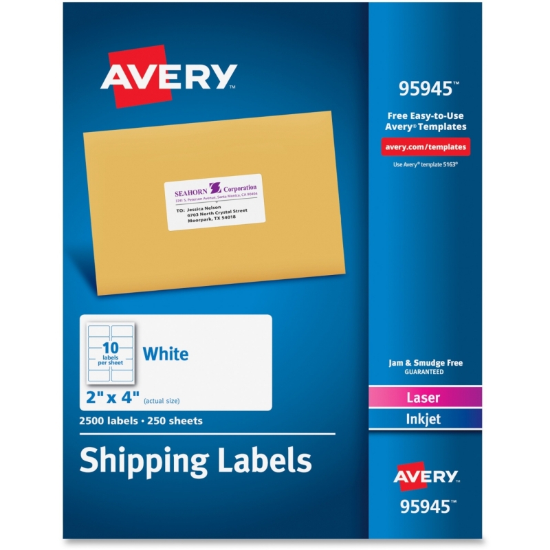 Avery Laser Inkjet Printer White Shipping Labels 95945 AVE95945