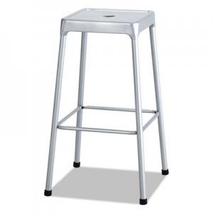 Safco Bar-Height Steel Stool, 29" Seat Height, Supports up to 250 lbs., Silver Seat/Silver Back, Silver Base SAF6606SL