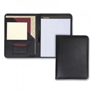 Samsill Contrast Stitch Leather Padfolio, 8 1/2 x 11, Leather, Black SAM71710 71710