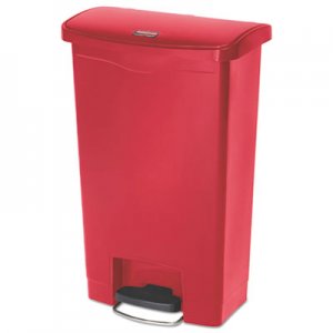 Rubbermaid Commercial Slim Jim Resin Step-On Container, Front Step Style, 13 gal, Red RCP1883566 1883566