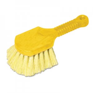 Rubbermaid Commercial Long Handle Scrub, 8" Plastic Handle, Gray Handle w/Yellow Bristles RCP9B29CT FG9B2900YEL