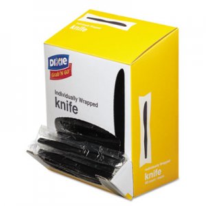 Dixie Graba N Go Wrapped Cutlery, Knives, Black, 90/Box, 6 Box/Carton DXEKM5W540 KM5W540