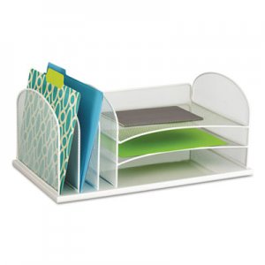 Safco Onyx Desk Organizer with Three Horizontal and Three Upright Sections, Letter Size Files, 19.5" x 11.5" x