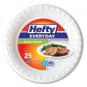 Hefty Soak Proof Tableware, Foam Plates, 10 1/4" dia, White, 25/Pack 10 Packs/Carton RFPD21029CT D21029