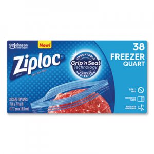 Ziploc Double Zipper Freezer Bags, 1 qt, 2.7 mil, 6.97" x 7.7", Clear, 9/Carton SJN314444 314444