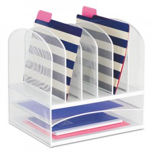 Safco Onyx Mesh Desk Organizer with Two Horizontal and Six Upright Sections, Letter Size Files, 13.25" x 11.5