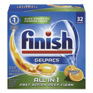 FINISH Dish Detergent Gelpacs, Orange Scent, Box of 32 Gelpacs, 8 Boxes/Carton RAC81053CT 51700-81053