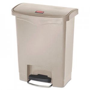 Rubbermaid Commercial Slim Jim Resin Step-On Container, Front Step Style, 8 gal, Beige RCP1883456 1883456