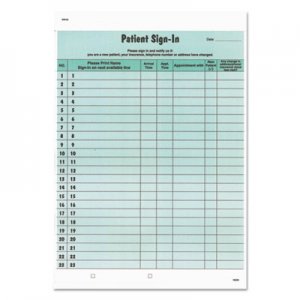 Tabbies Patient Sign-In Label Forms, 8 1/2 x 11 5/8, 125 Sheets/Pack, Green TAB14532 14532