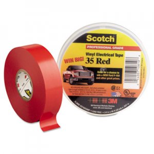 3M Scotch 35 Vinyl Electrical Color Coding Tape, 3" Core, 0.75" x 66 ft, Red MMM10810 10810-DL-2W