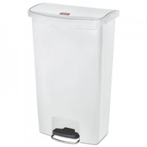 Rubbermaid Commercial Slim Jim Resin Step-On Container, Front Step Style, 18 gal, White RCP1883559 1883559