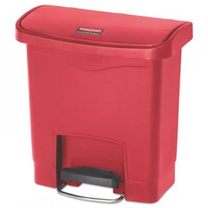 Rubbermaid Commercial Slim Jim Resin Step-On Container, Front Step Style, 4 gal, Red RCP1883563 1883563