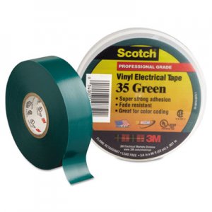 3M Scotch 35 Vinyl Electrical Color Coding Tape, 3" Core, 0.75" x 66 ft, Green MMM10851 10851-DL-10