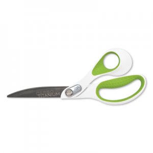 Westcott CarboTitanium Bonded Scissors, 9" Long, 4.5" Cut Length, White/Green Bent Handle ACM16445 16445