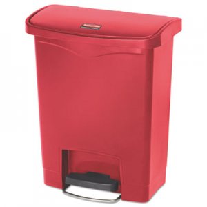 Rubbermaid Commercial Slim Jim Resin Step-On Container, Front Step Style, 8 gal, Red RCP1883564 1883564