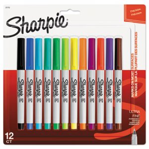 Sharpie Ultra Fine Tip Permanent Marker, Extra-Fine Needle Tip, Assorted Colors, Dozen SAN37175PP 37175PP
