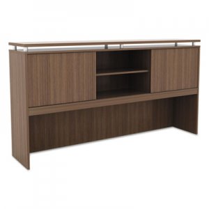 Alera Sedina Series Hutch with Sliding Doors, 72w x 15d x 42 1/2h, Modern Walnut ALESE267215WA