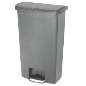 Rubbermaid Commercial Slim Jim Resin Step-On Container, Front Step Style, 18 gal, Gray RCP1883604 1883604