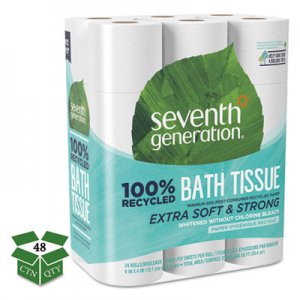Seventh Generation 100% Recycled Bathroom Tissue, Septic Safe, 2-Ply, White, 240 Sheets/Roll, 24/Pack, 2 Packs/Carton SEV13738CT