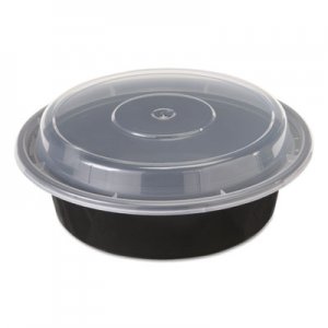 Pactiv VERSAtainers, 16 oz, 6" Diameter, Black/Clear, 150/Carton PCTNC718B NC718B