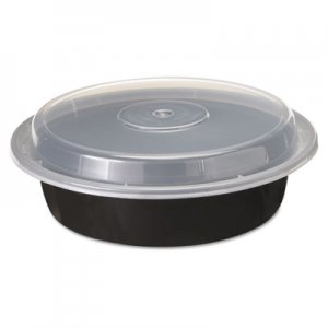 Pactiv VERSAtainers, 24 oz, 7" Diameter, Black/Clear, 150/Carton PCTNC723B NC723B