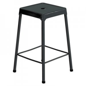 Safco Counter-Height Steel Stool, 25" Seat Height, Supports up to 250 lbs., Black Seat/Black Back, Black Base SAF6605BL