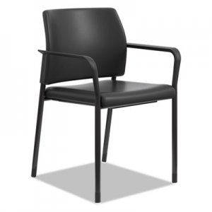 HON Accommodate Series Guest Chair with Fixed Arms, Black Vinyl HONSGS6FBUR10B HSGS6.F.B.UR10.BLCK