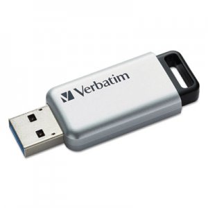 Verbatim Store 'n' Go Secure Pro USB Flash Drive with AES 256 Encryption, 64 GB, Silver VER98666 98666