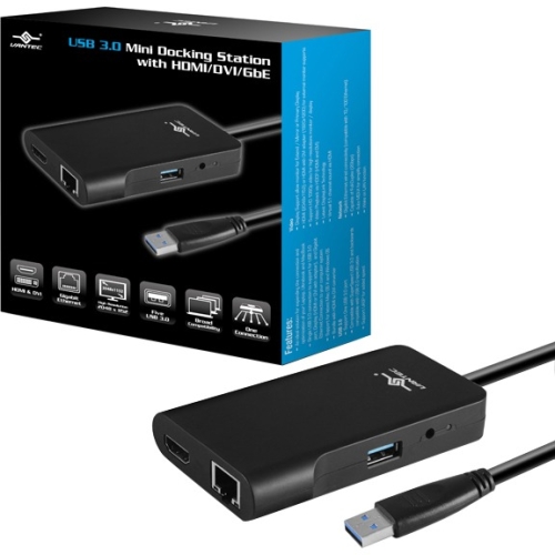 Vantec USB 3.0 Mini Docking Station with HDMI/DVI/GbE DSH-M100U3