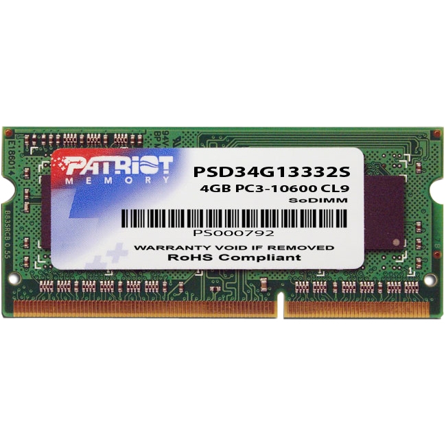 Patriot Memory Signature 4GB DDR3 SDRAM Memory Module PSD34G13332S
