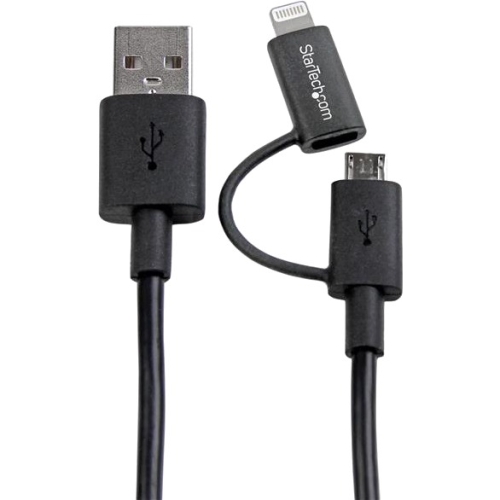 StarTech.com Lightning or Micro USB to USB cable - 1m (3ft), black LTUB1MBK