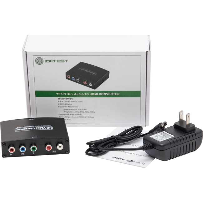 IO Crest Component (YPbPr) + RCA Audio to HDMI 1.3 1080p HDTV Converter SY-ADA31048