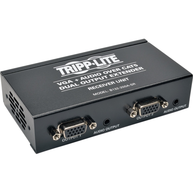 Tripp Lite Dual VGA with Audio over Cat5 Extender, Receiver, Up to 300-ft. B132-200A-SR