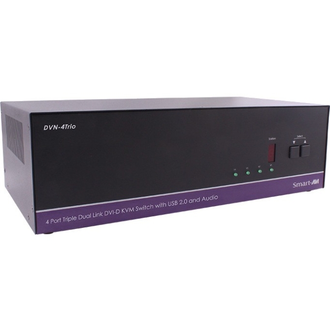 SmartAVI DVNET-4Trio,4x3 DVI-D,USB 2.0,Audio Switch.Includes:[DVN-4Trio & (PS5VDC4A)] DVN-4TRIOS