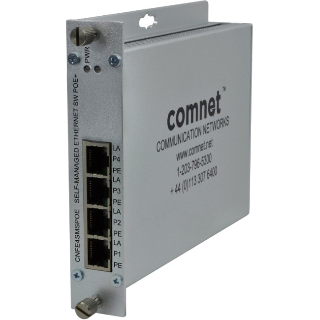 ComNet 4 Port 10/100 Mbps Ethernet Self-managed Switch with PoE+, up to 100m (328 ft) CNFE4SMSPOE