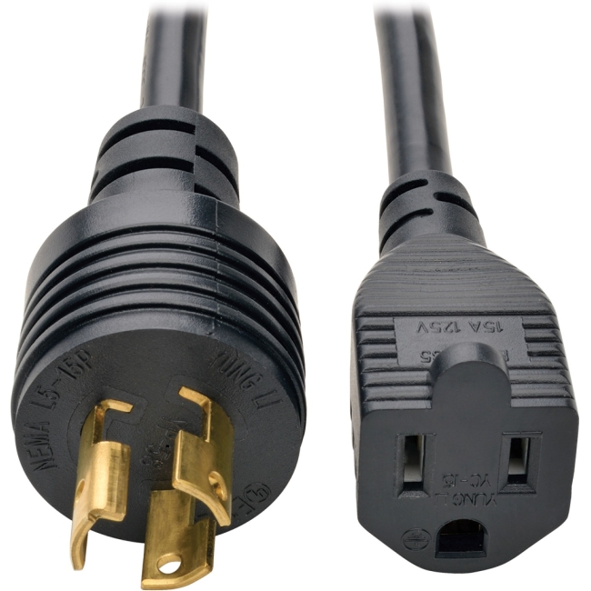 Tripp Lite Heavy-Duty Power Adapter Cord, 15A, 14AWG (NEMA 5-15R to L5-15P), 1-ft. P025-001